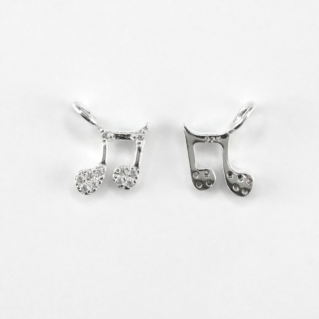0020402SVC SV925製チャーム CZ付音符 11.5×11.0×4.0mm 1ヶ