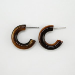 72W2430NSE タイガーアイ製(ポスト:SV925製)フープピアス 直径約20.0mm幅約5.0mmポスト線径0.8mm 1ペア