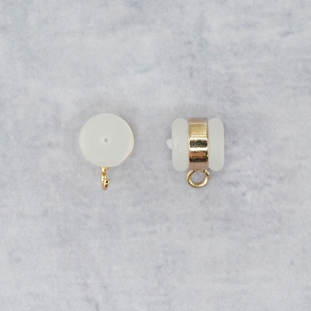 2210720BRE 真鍮・シリコン製ピアスキャッチ カン付 ゴールド 直径5.5mm,カン部分外径2.5mm 5ペア