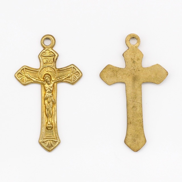 0532176BRC 真鍮製チャーム クロス キリスト 生地 29.5×17.0×1.7mm 1ヶ
