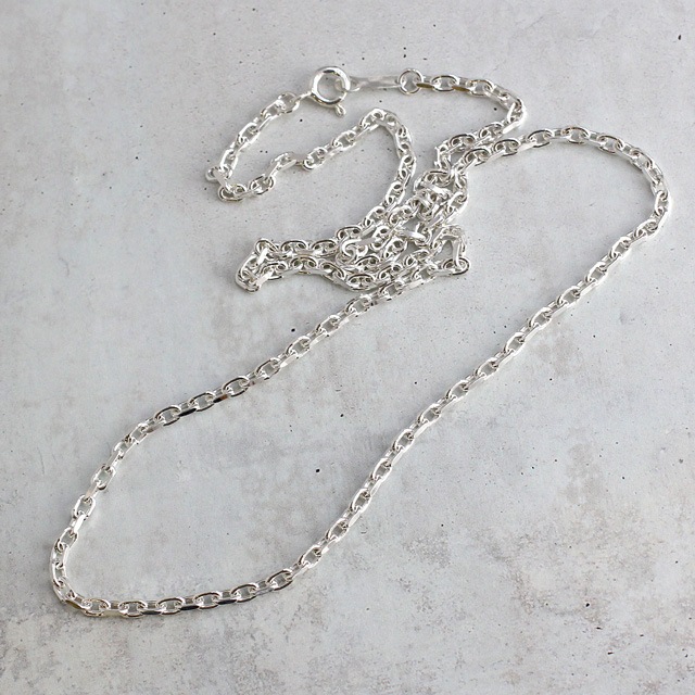 ちっちざるです。 001CL0802C SV925製2面カットあずきチェーン 線径0.80mm太さ2.5