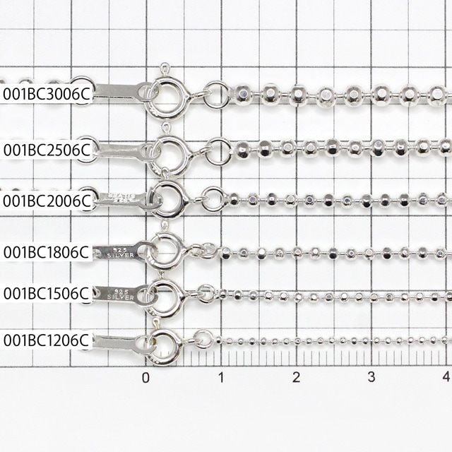 001BC1506C SV925製カットボールチェーン 太さ1.5mm - 卸シルバー