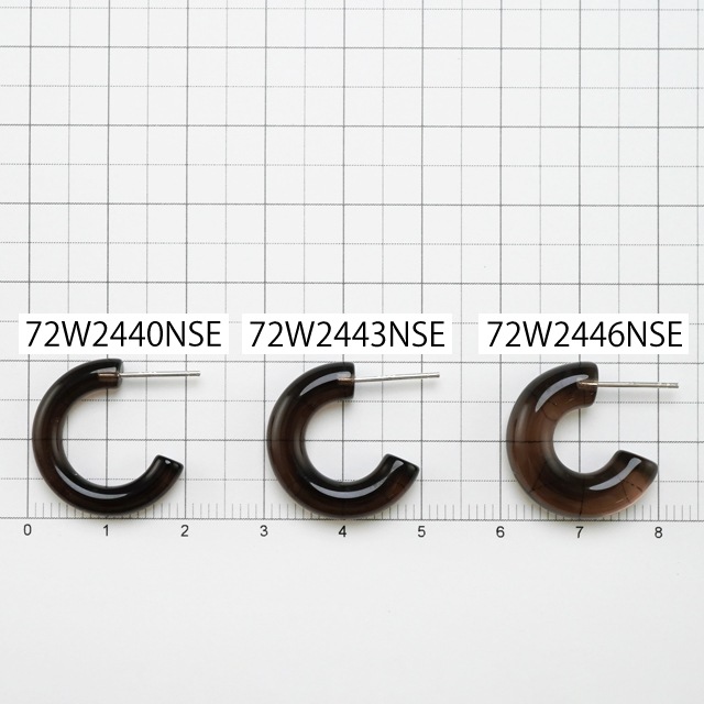 72W2446NSE スモーキークォーツ製(ポスト：SV925製)フープピアス 直径約20.0mm幅約6.0mmポスト線径0.8mm 1ペア
