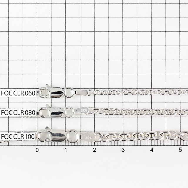 FOCCLR080 SV925製真円あずきチェーン 線径0.80mm太さ3.0mm - 卸