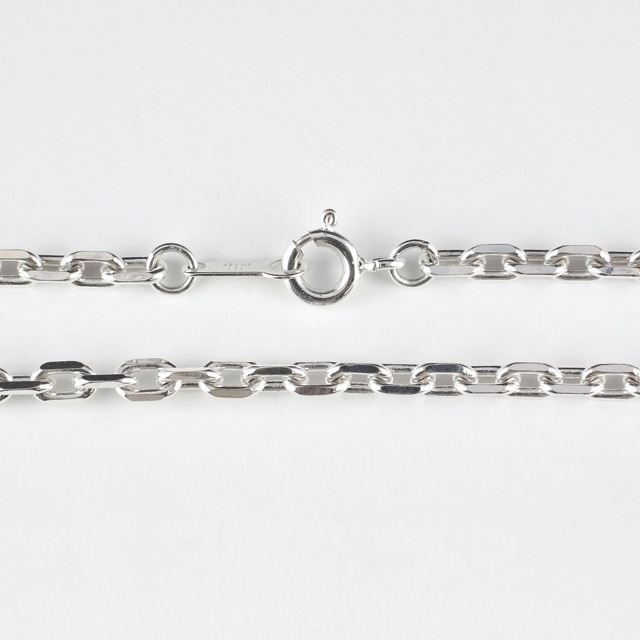 noda　Silver925 3mm60cm アズキ（白仕上げ） シルバー925 あずきチェーン ネックレス 幅3mm 60cm 4面カット