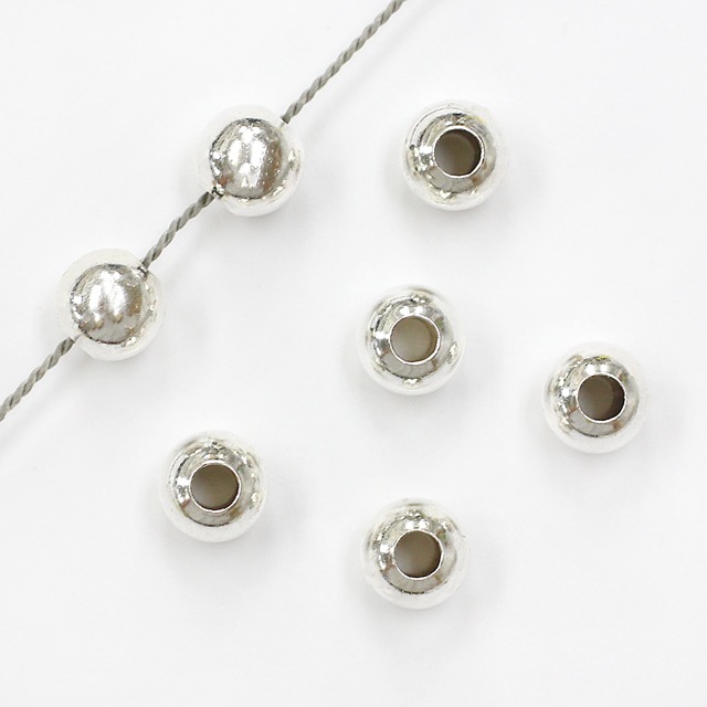 ピース 318P2L60SVB SV925製ビーズ 丸プレーン 6.0mm 穴径2.4mm 5ヶ