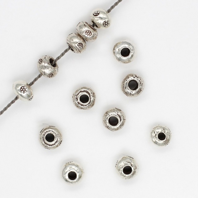 70DBK1003SVB SV925製ビーズ 3.5×5.0mm穴径1.4mm 5ヶ - 卸シルバー