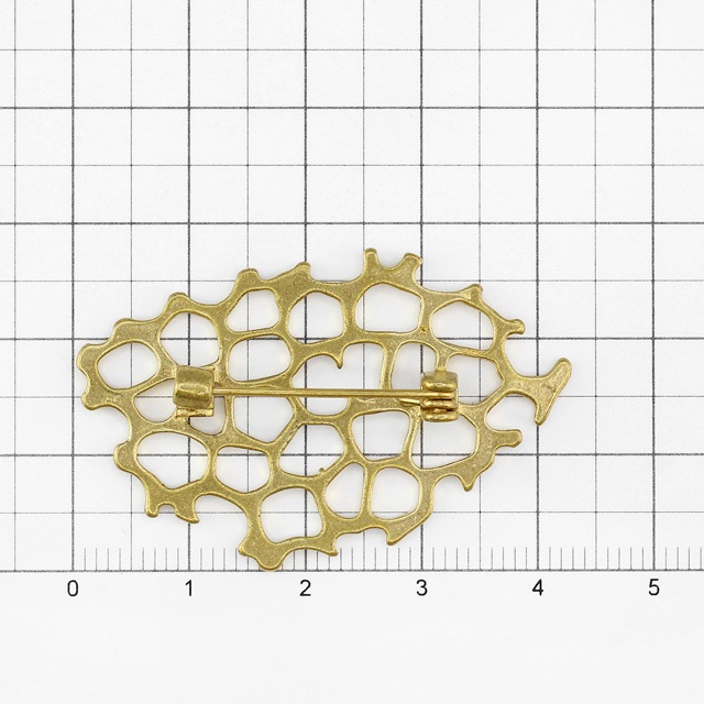 2210582BRP 真鍮製ブローチ コーラル 生地 42.5×26.0×1.3mm,ピン幅24mm