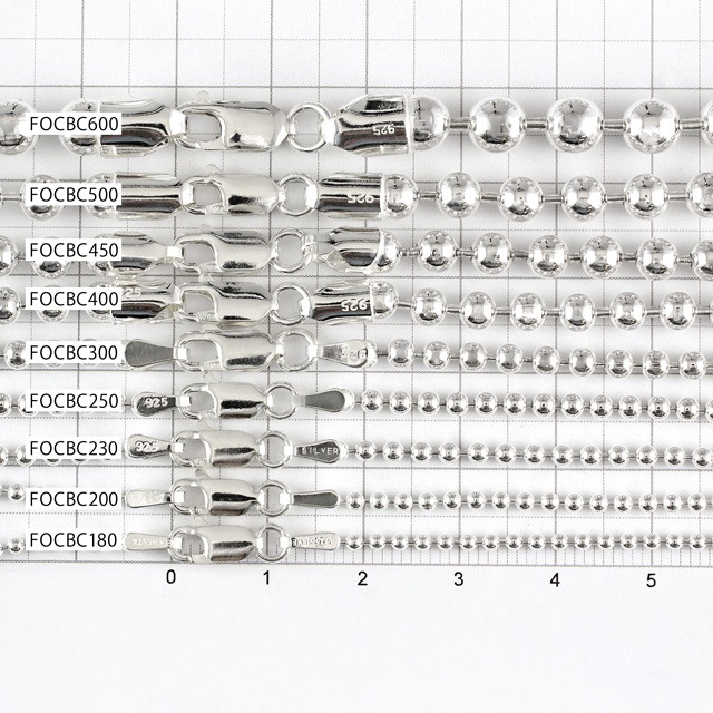 FOCBC230 SV925製ボールチェーン 太さ2.3mm - 卸シルバーチェーン