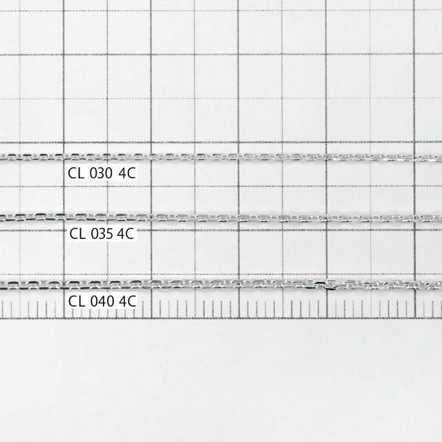 CL0304C10CM SV925製4面カットあずきチェーン 線径0.30mm太さ1.0mm長尺切売 10cm