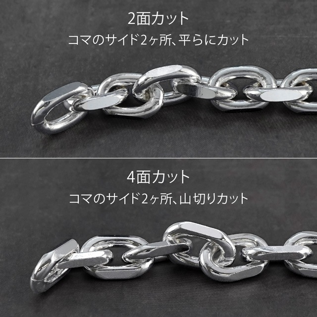 CL0304C10CM SV925製4面カットあずきチェーン 線径0.30mm太さ1.0mm長尺切売 10cm