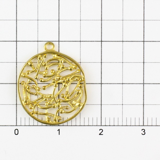 2210472BRC 真鍮製チャーム ラウンド 透かし 生地 20.0×16.5×1.5mm 6ヶ