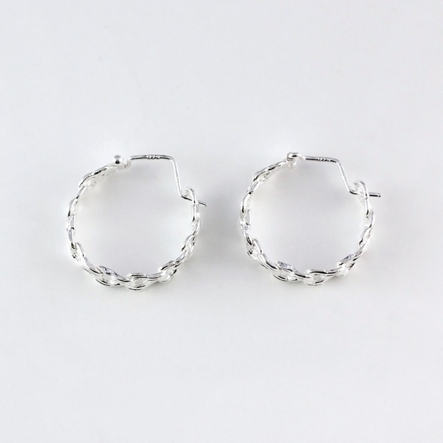 0020222SVE SV925製フープピアス デザインチェーン 直径18.5mm幅5.0mm