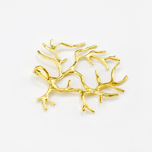 GPP-1124-1 真鍮製チャーム サンゴ マットゴールド 35.5×32.0×4.5mm 1