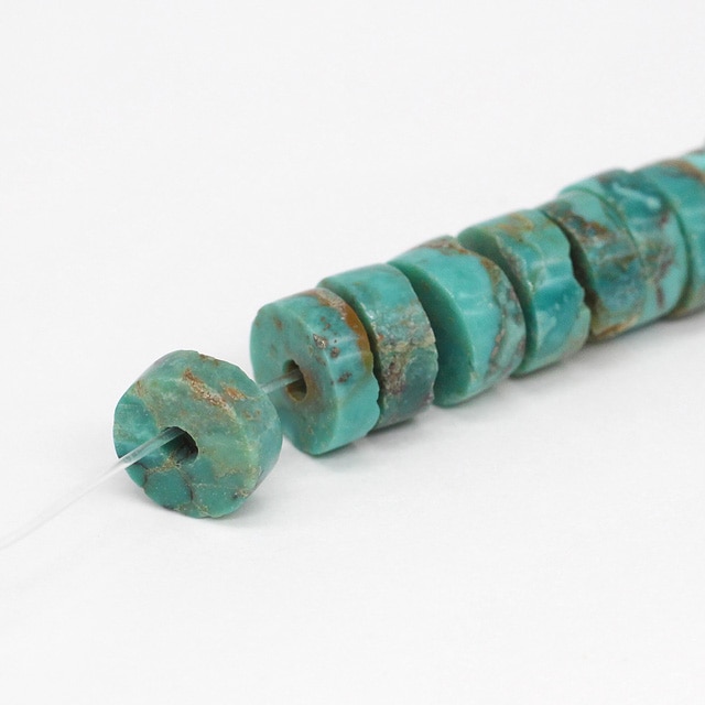 750TPO41H8 ターコイズビーズ ヒーシー 直径8mm厚4mm穴径1.0mm 約20cm