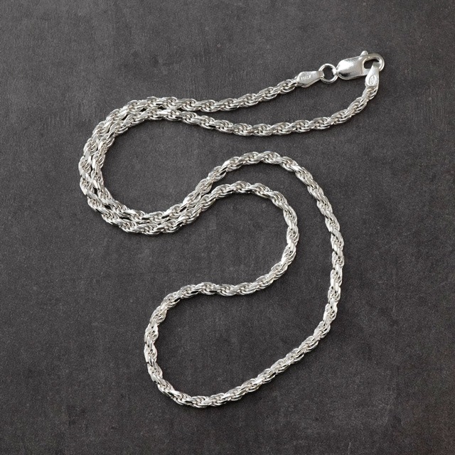 323ROPE060 SV925製カットフレンチロープチェーン 線径0.60mm太