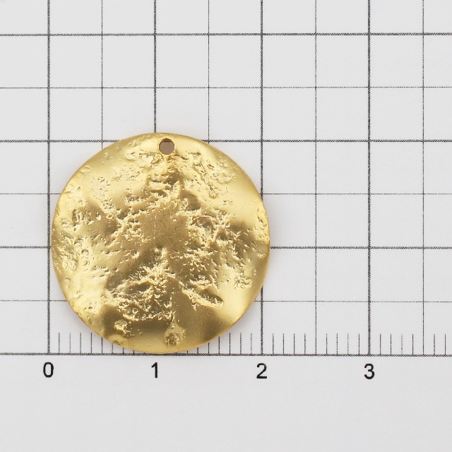 GPP-1222-1 真鍮製チャーム ラウンド ウェーブ テクスチャード マット