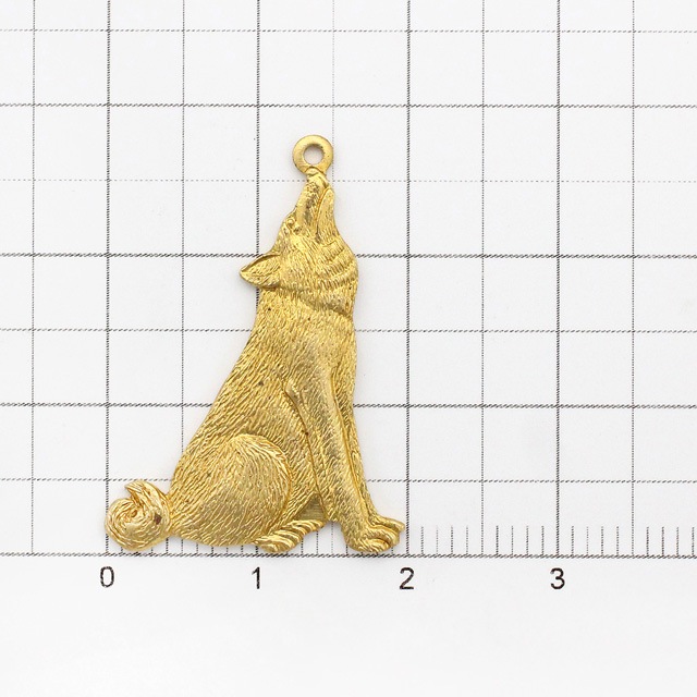 01R0096BRC 真鍮製チャーム オオカミ 生地 28.0×20.0×1.5mm 1ヶ - 卸