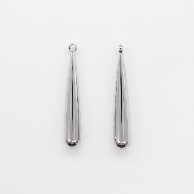 GPP-1233-2 真鍮製チャーム ロングドロップ ロジウムカラー 24.0×4.0mm