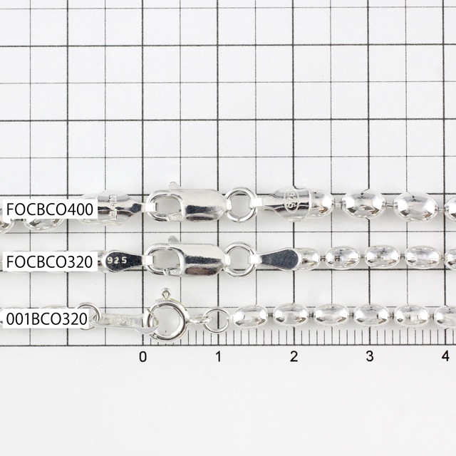FOCBCO400 SV925製オーバルボールチェーン 太さ4.0mm - 卸シルバー