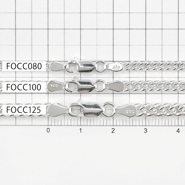 FOCC080 SV925製カットなし喜平チェーン 線径0.80mm太さ2.7mm