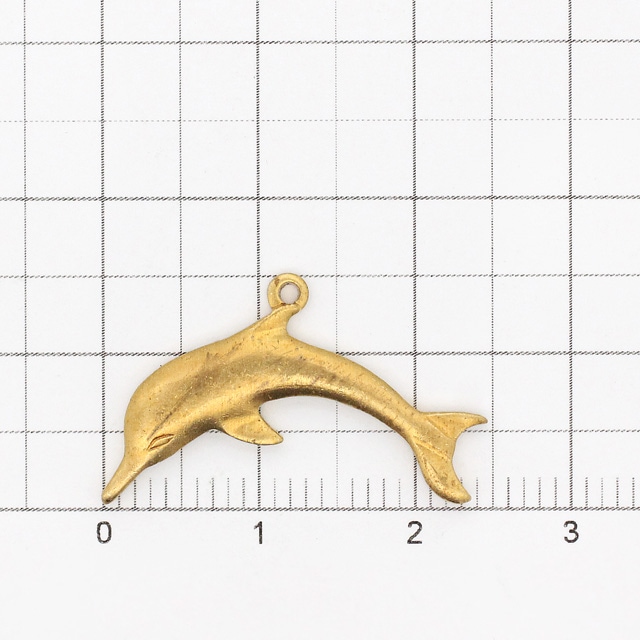 01R0103BRC 真鍮製チャーム イルカ 生地 11.5×23.5×2.0mm 1ヶ - 卸