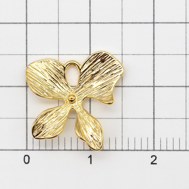 GPP-776 真鍮製パーツ フラワー 2ヶカン付 ゴールド 15×15mm 1ヶ - 卸