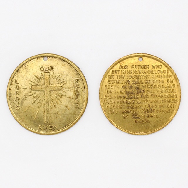 0531797BRC 真鍮製チャーム メダイ コイン主の祈り 生地 直径32.0mm厚