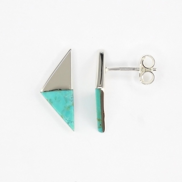 71F0721SVE SV925・ターコイズ製ピアス トライアングル 14.5×6.0×11.0  