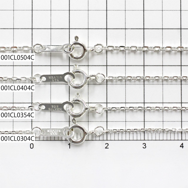 001CL0304C SV925製4面カットあずきチェーン 線径0.30mm太さ1.0mm