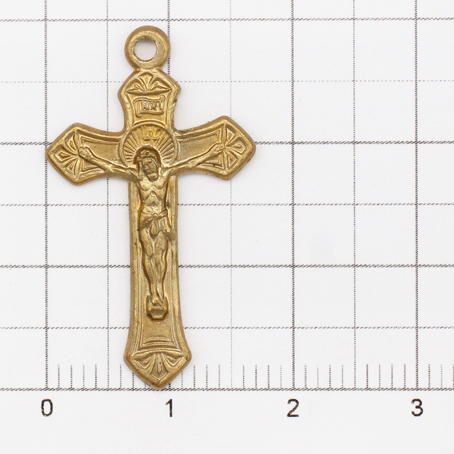 0532176BRC 真鍮製チャーム クロス キリスト 生地 29.5×17.0×1.7mm 1ヶ