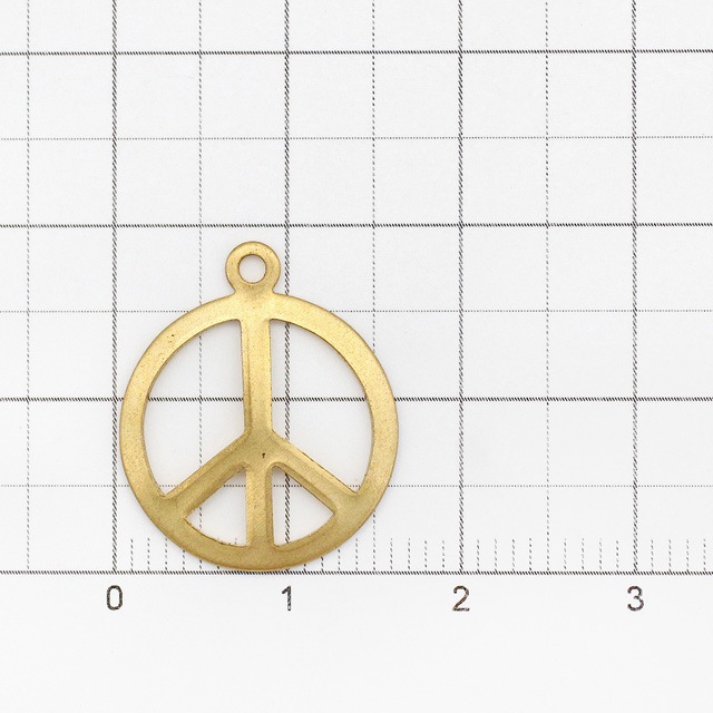 01T0034BRC 真鍮製チャーム ピースマーク 生地 19.0×16.0×1.0mm 2ヶ
