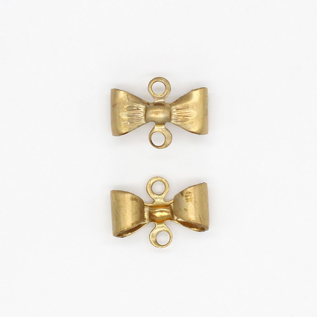 01T0035BRP 真鍮製パーツ リボン 生地 8.5×11.0×4.0mm 2ヶ - 卸