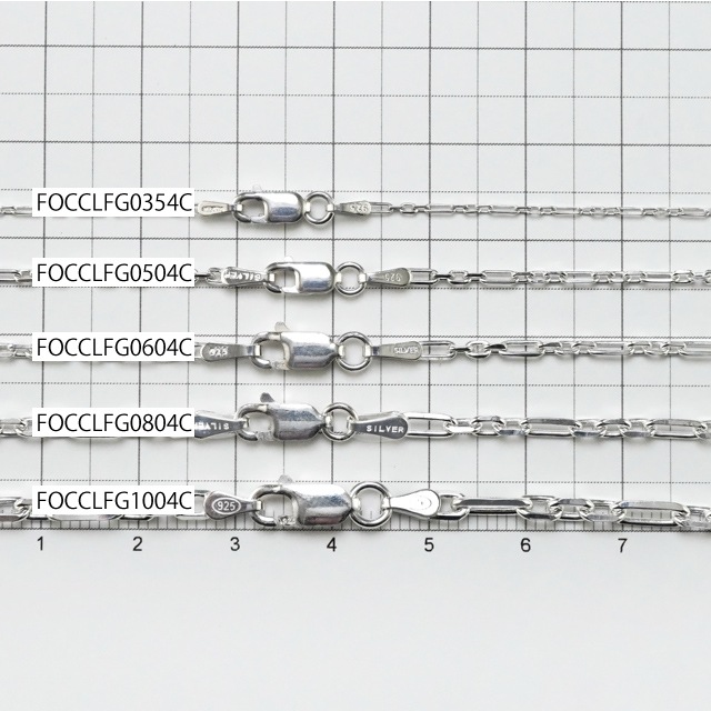 FOCCLFG0354C SV925製アンカーフィガロチェーン 線径0.35mm太さ1.2mm