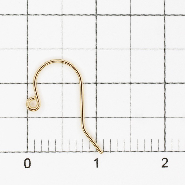 9910006K18EY K18製ピアスフック YG 14.0×10.0mm線径0.6mm 1ペア