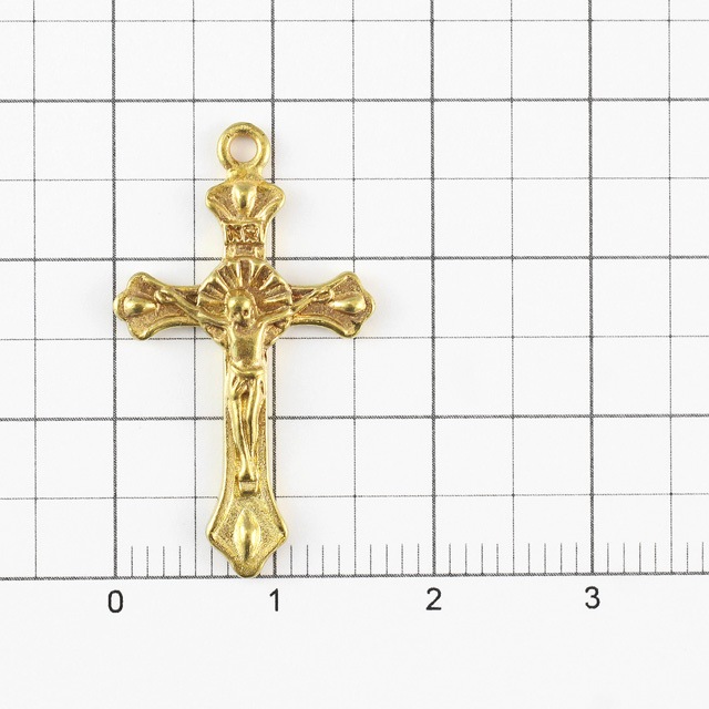 2210432BRC 真鍮製チャーム クロス キリスト 生地 29.0×16.5×2.5mm 2ヶ