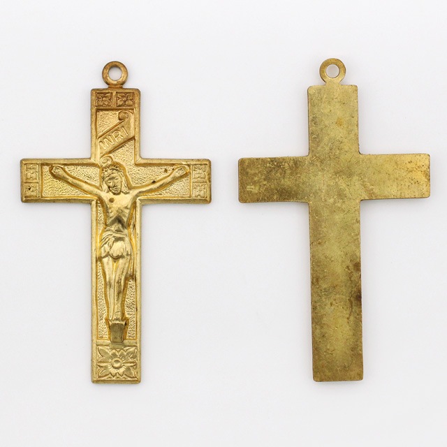 0535459BRC 真鍮製チャーム クロス キリスト 生地 44.0×26.0×2.0mm 1ヶ