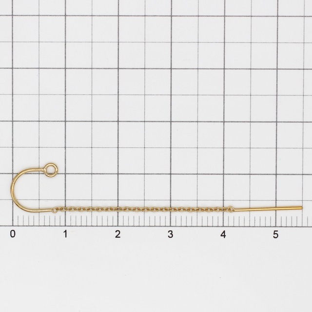 02C0058GFE 14KGF製フックチェーンピアス あずきチェーン 55mmポスト線