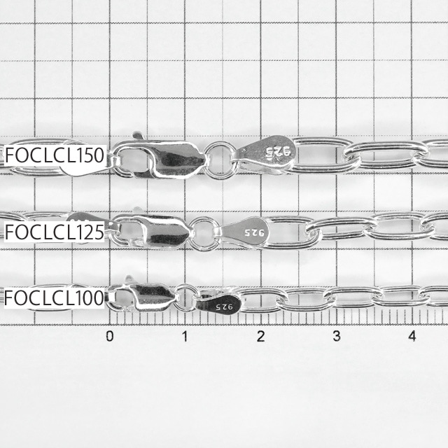 FOCLCL125 SV925製長あずきチェーン 線径1.25mm太さ4.4mm - 卸シルバー