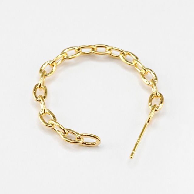 99A0397BRE 真鍮製(ポスト：SV925製)フープピアス あずきチェーン