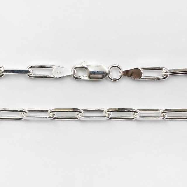 FOCLCL1252C SV925製2面カット長あずきチェーン 線径1.25mm太さ4.0mm