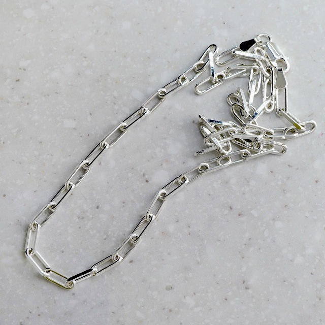 FOCLCL1252C SV925製2面カット長あずきチェーン 線径1.25mm太さ4.0mm