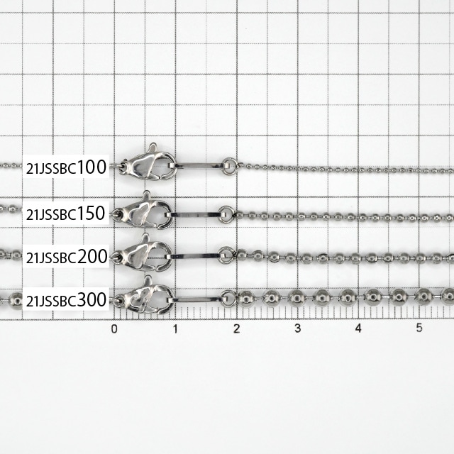 21JSSBC100 ステンレス製ボールチェーン トリガークラスプ 太さ1.0mm