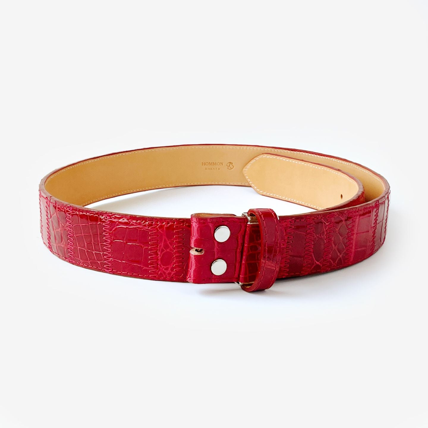 クロコ パッチワークベルト 40mm Fレッド | BELT | HOMMON