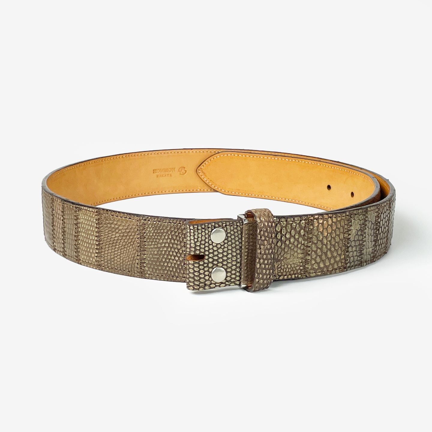 リザード パッチワークベルトストラップ 40mm ブロンズ | BELT