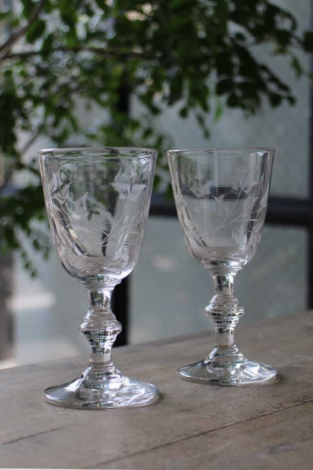 カットグラス フレンチ シダ模様のワイングラス 2244-1/2 | グラスウェア,ワイン