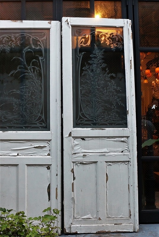 19世紀 アールヌーボーエッチングガラスドア 4072 | 建材など,ドア