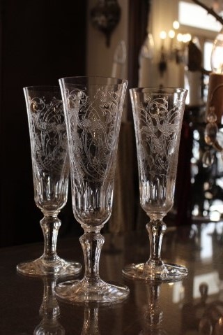 【美品】【バカラ】 パルメ 不死鳥 エッチング シャンパンフルート グラス バカラ パルメ シャンパンフルートグラス 4942 | オールドバカラ