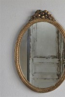 フランス ゴールドにペイントされたリボン装飾のオーバルミラー 4643