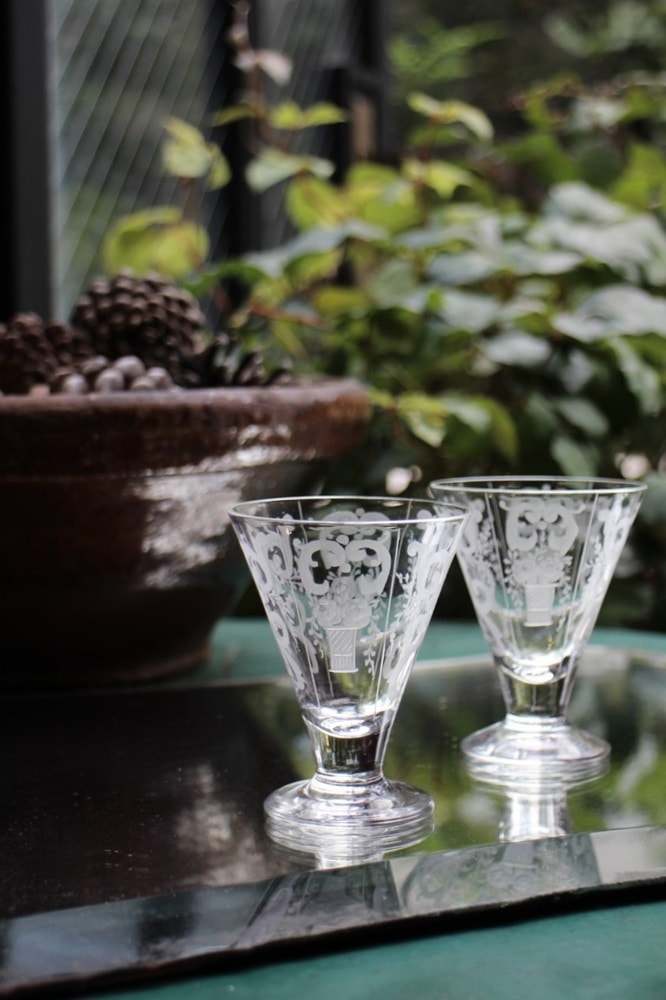 ボヘミア 薔薇が描かれた小さなリキュールグラス 70mm 5445 | グラス